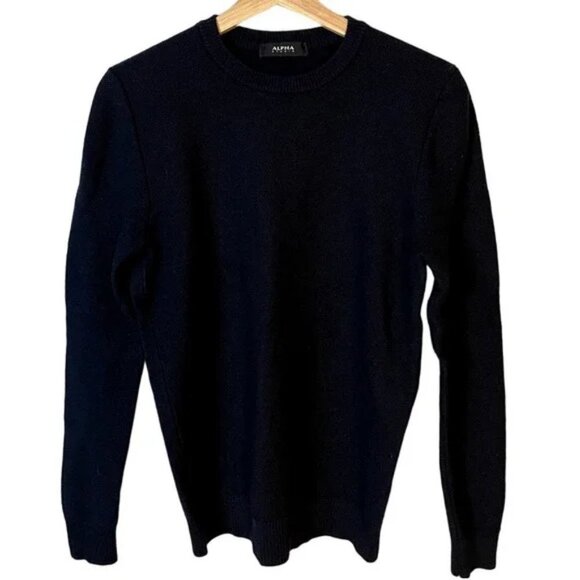Alpha Studio 100% Wool Black Knit Sweater Men's Size Medium - Picture 1 of 8